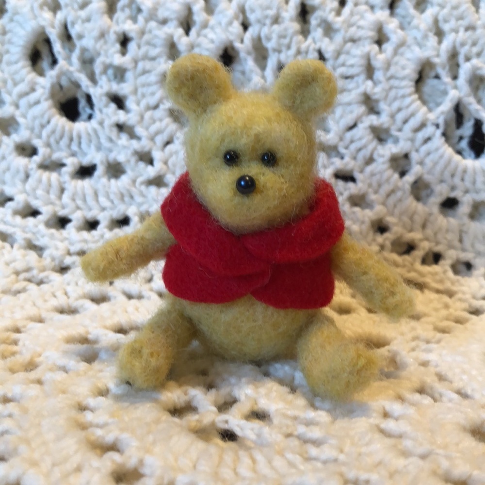 Needle Felted Winnie the Pooh Bear handmade sweet gift collectable
